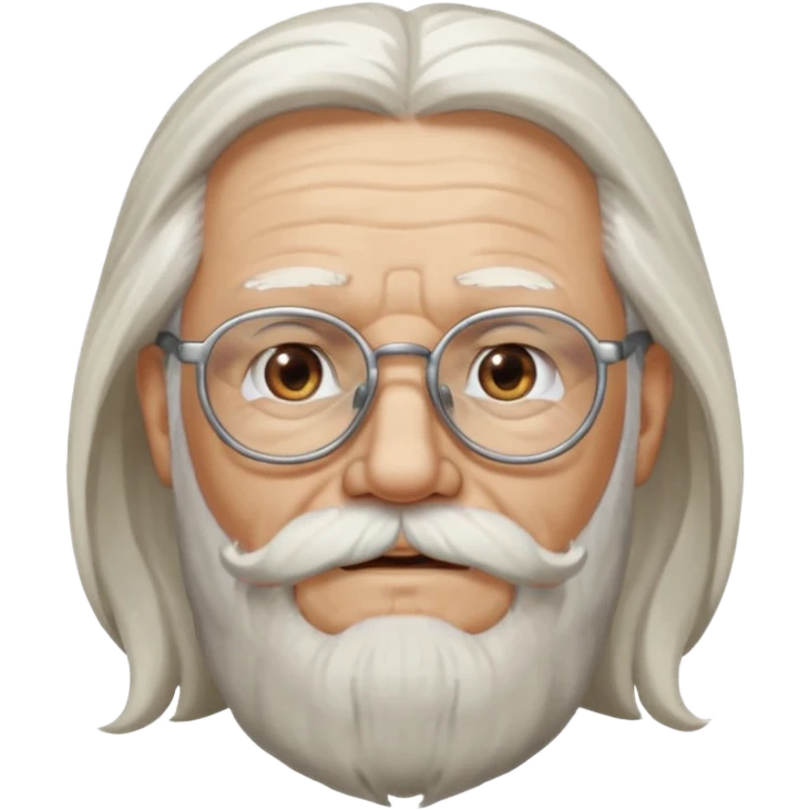 old man with long hair and beard wearing glasses emoji