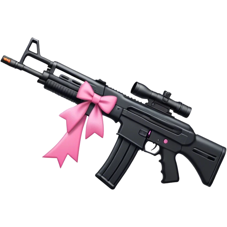 Black assault rifle with a pink bow  emoji