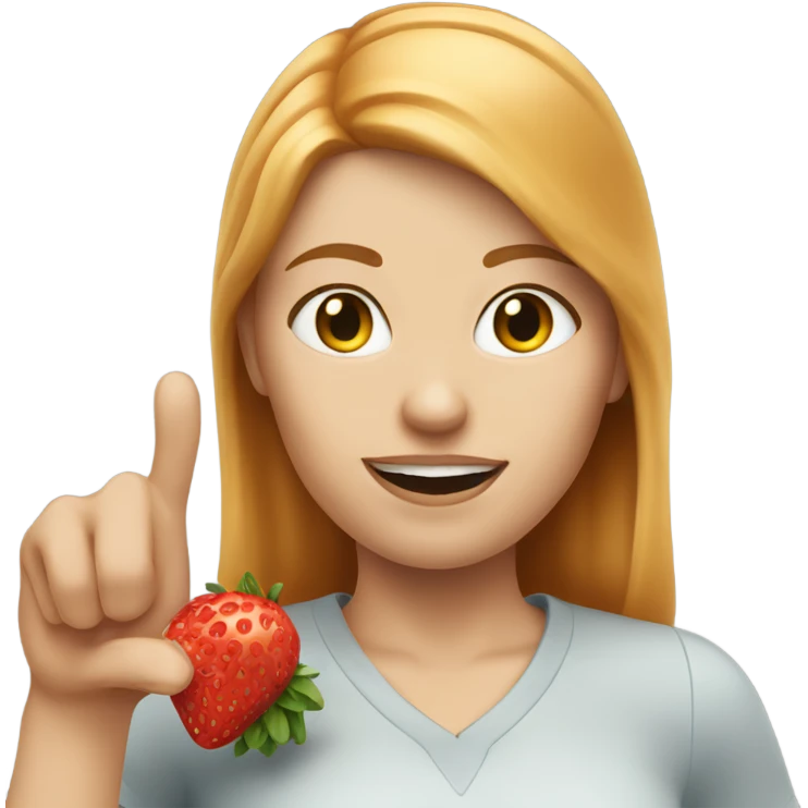 Woman with strawberry-blonde hair, tapping a sign  emoji
