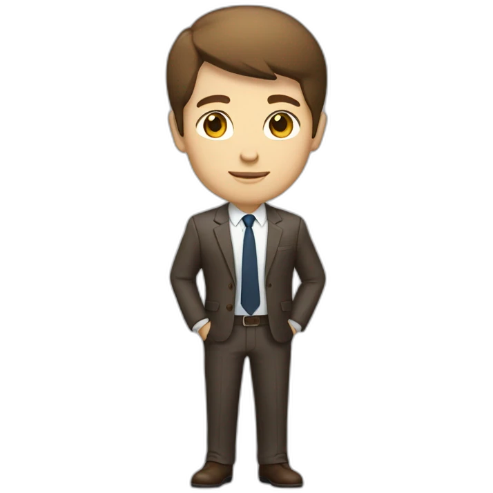 business hero brown short hair white skin full body emoji