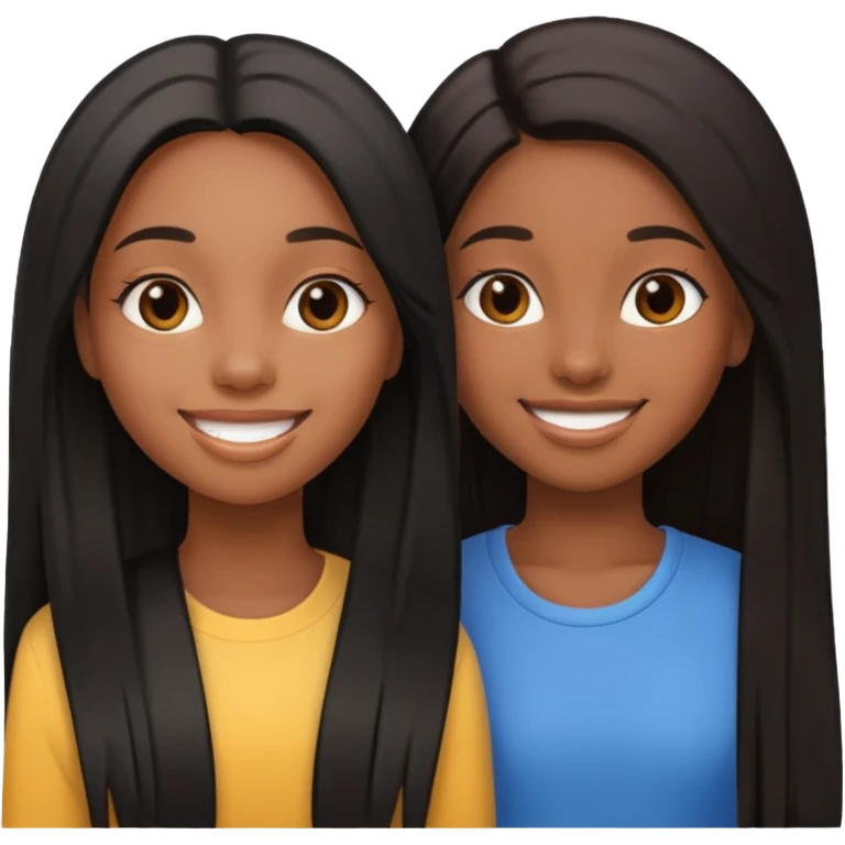 two black girls fondling with long straight hair emoji