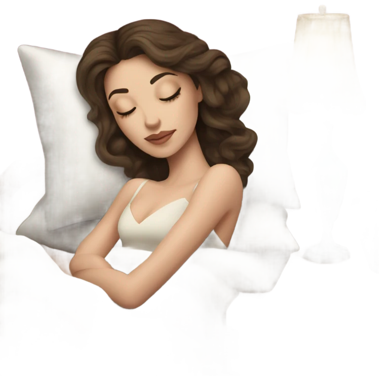 sleeping beauty brunette white girl with a silk pillow emoji