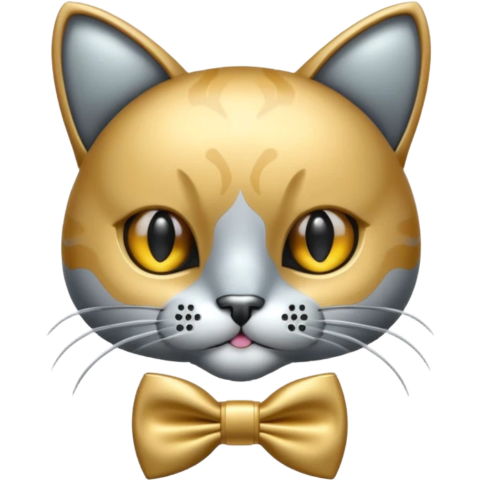 animatronic cat with bow tie emoji