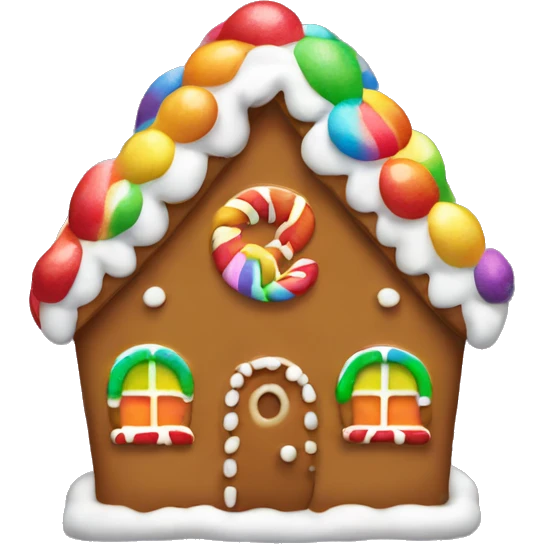 Gingerbread house with a rainbow bow  emoji