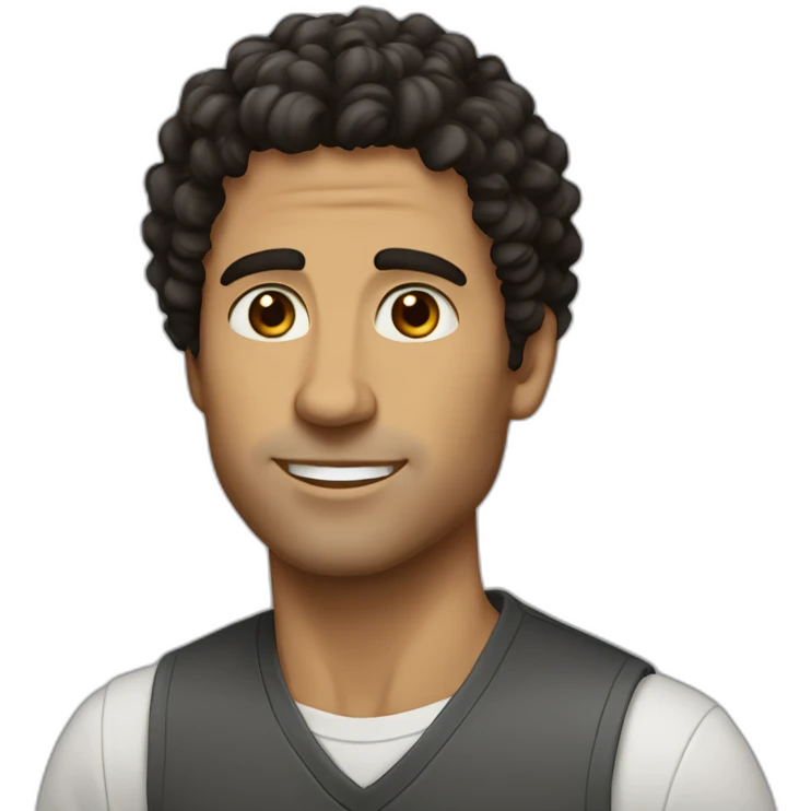 man informal cloth tanned black curly hair-brown eyes emoji