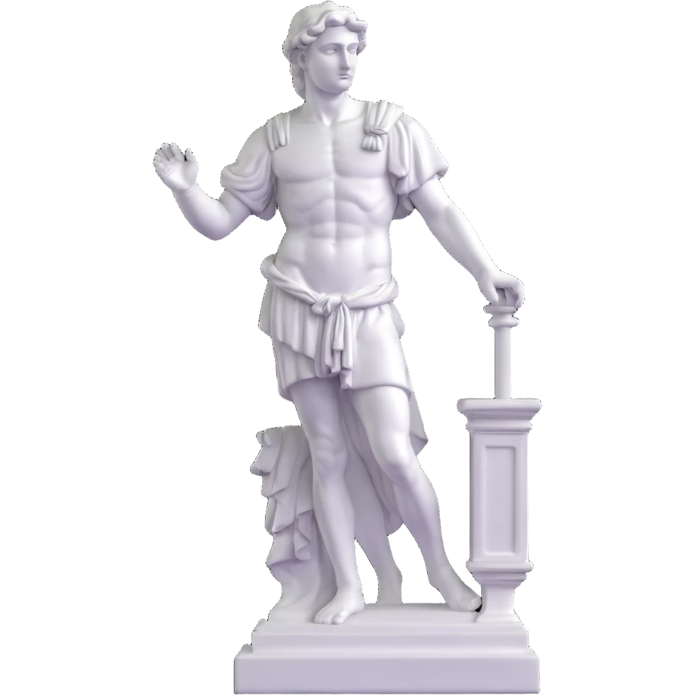 Full view of Michelangelo's David statue, Renaissance masterpiece, artistic stylized representation of the biblical hero emoji