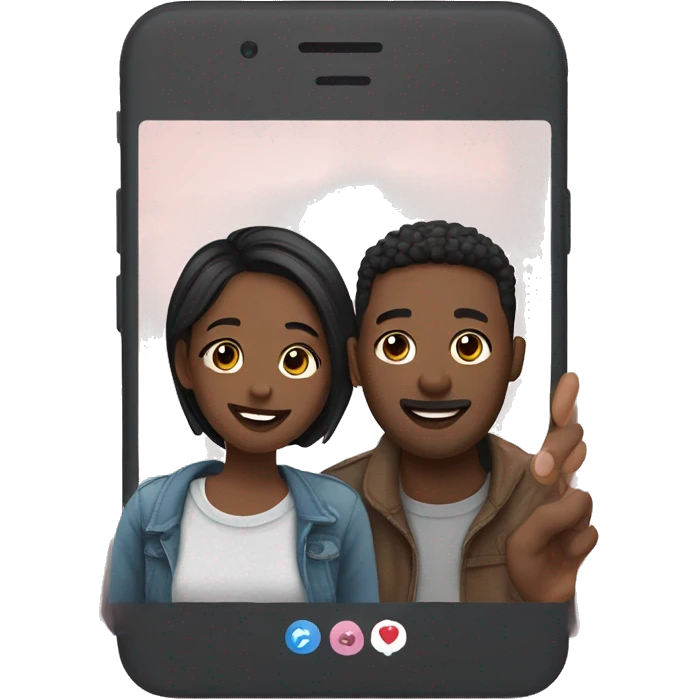 Cute couple on video call emoji