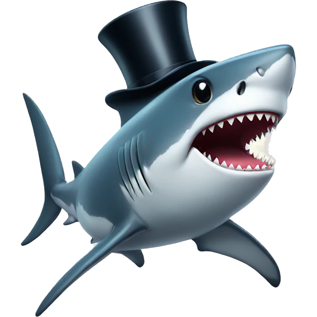 Shark with a top hat and standing  emoji