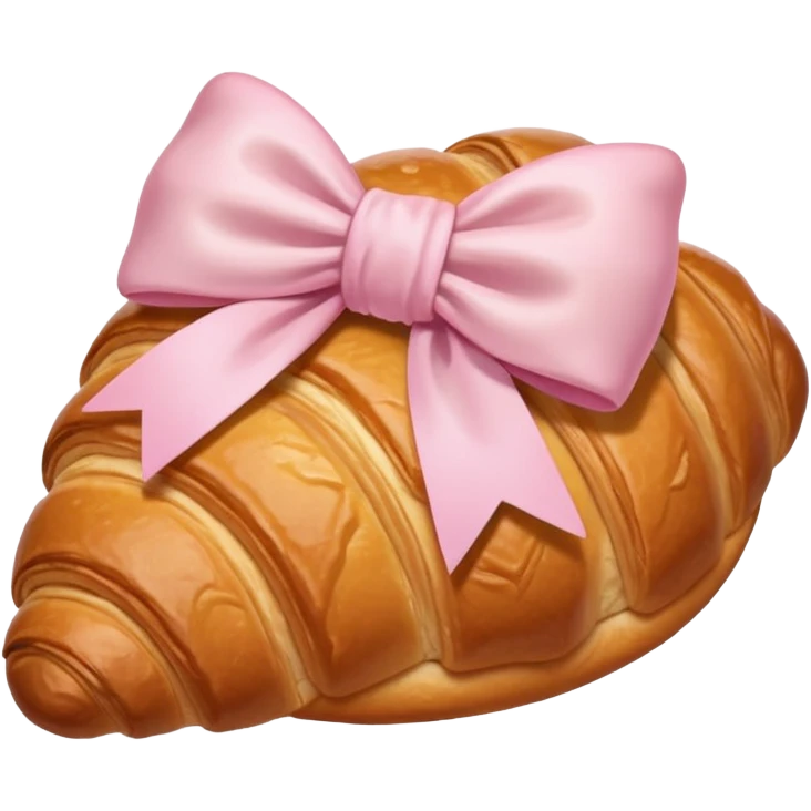 Croissant with light pink bow emoji