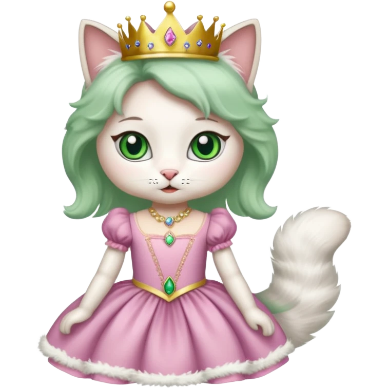 Rag doll cat with green eyes as princess emoji