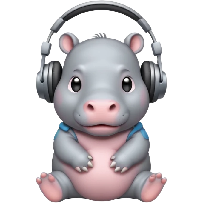 Baby hippo with headphones on  emoji