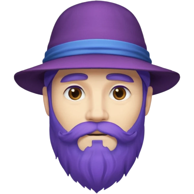 purple bearded, blue  long haired man with hat emoji