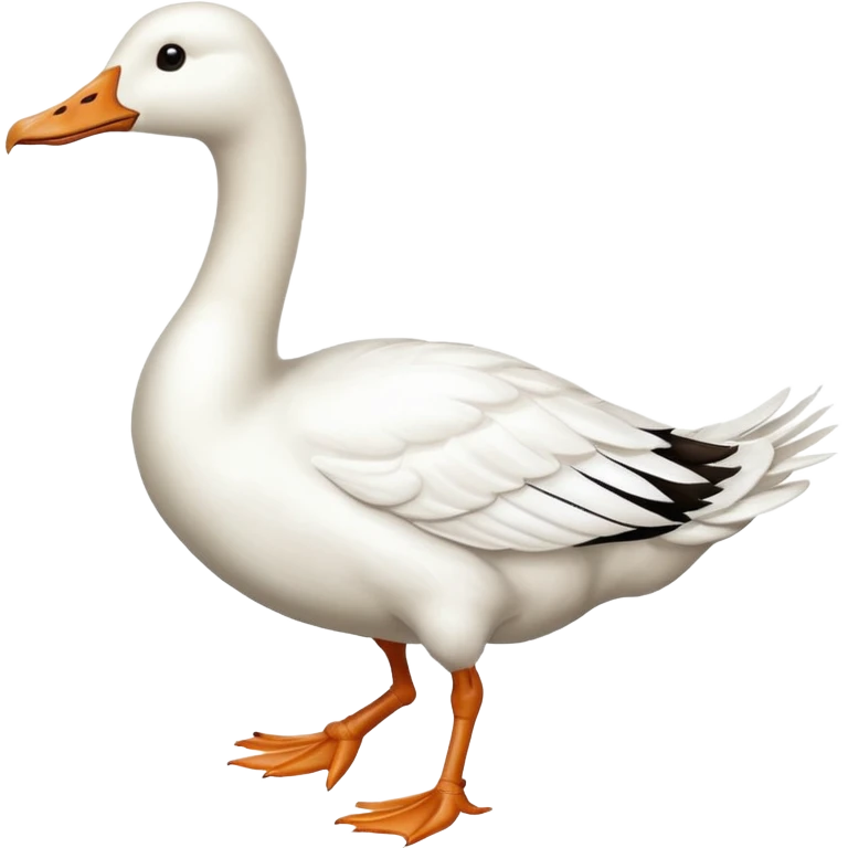 Make me an emoji of a goose that is running towards something. Also make it white. Make it have a very long neck like geese do. emoji