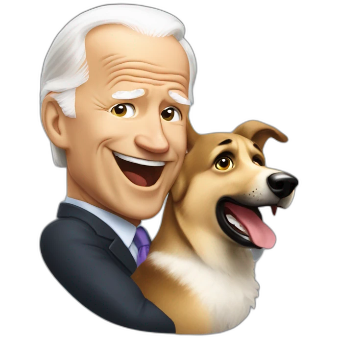 Joe biden being bit by german sheppard emoji