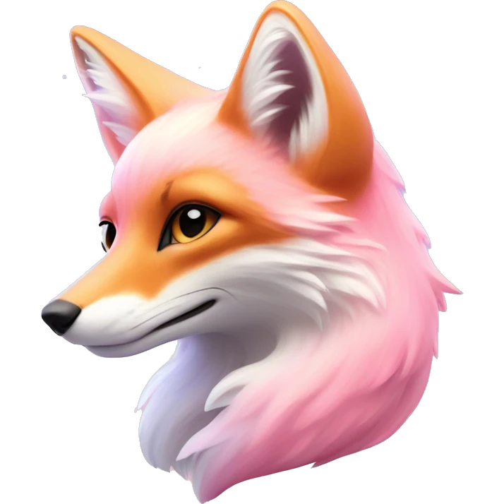 Fox "A pastel pink fox with glowing fur, shimmering star accents on its tail, and an ethereal aura of light surrounding it." emoji