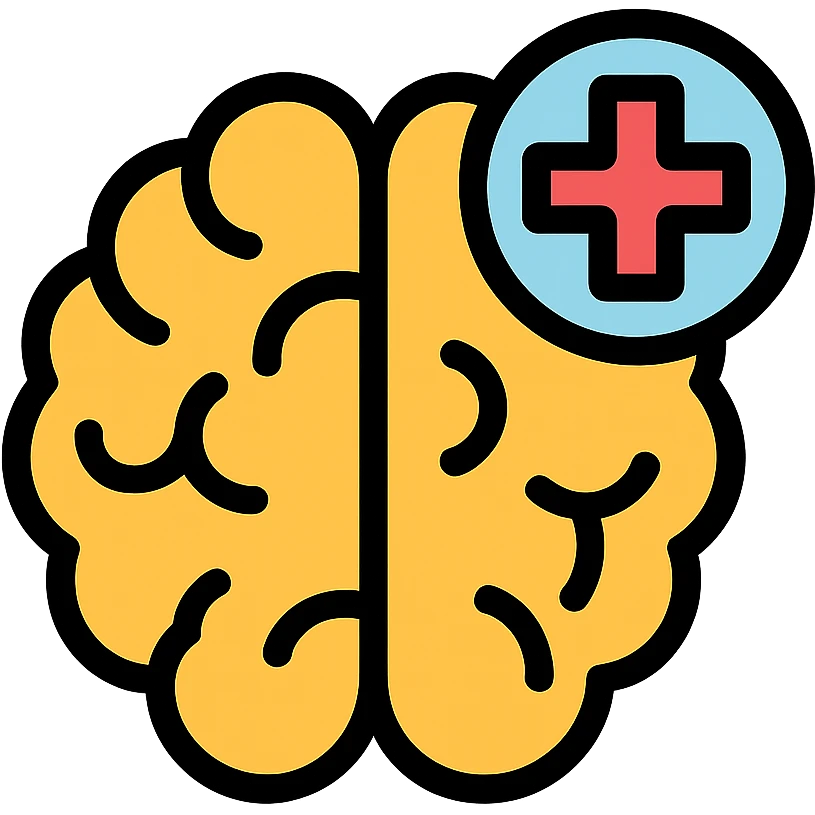AI brain with medical cross icon emoji