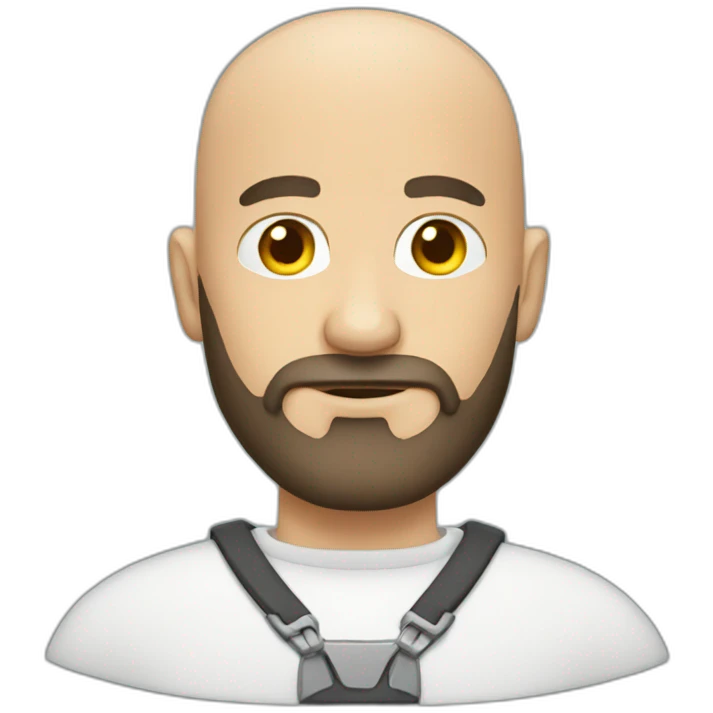 Bald bearded man coding emoji