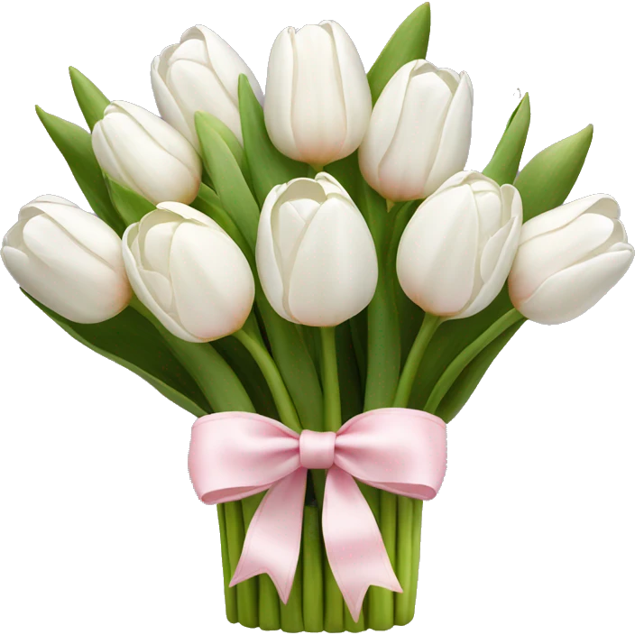 White tulips bouquet with light pink bow  emoji