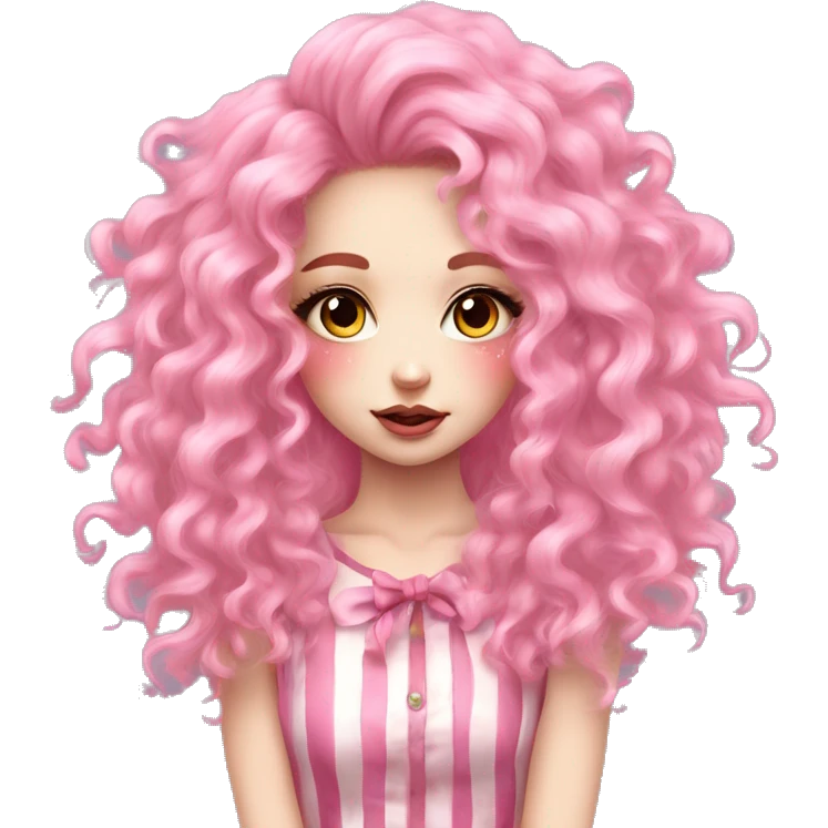 long pink curly hair cute harajuku style feminine person circus makeup emoji