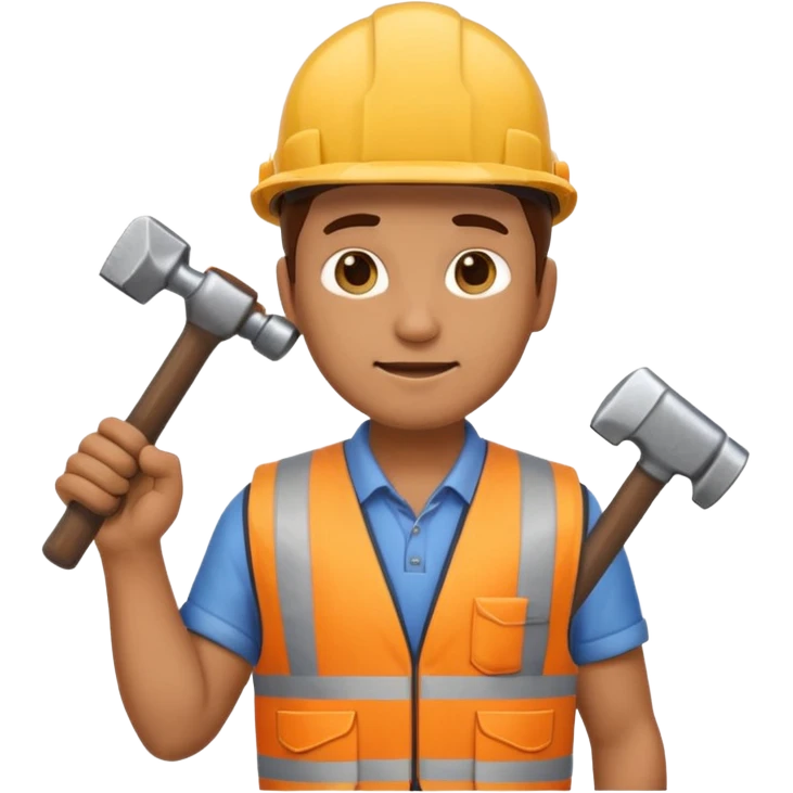 manual worker emoji wearing construction vest holding hammer emoji