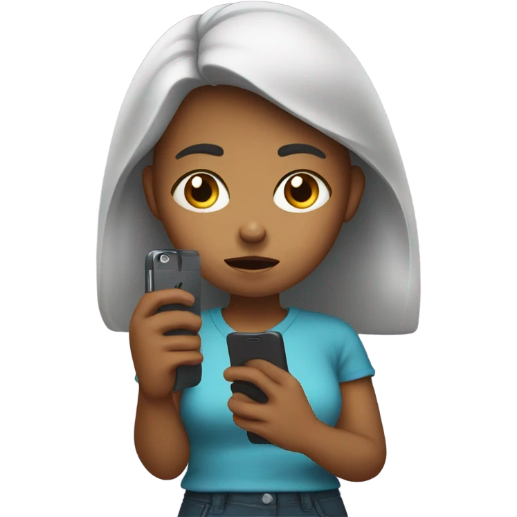 Girl holding phone in hand looking angry emoji