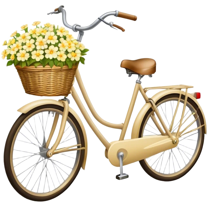 Vintage beige bike with a basket and flowers  yellow and white  emoji