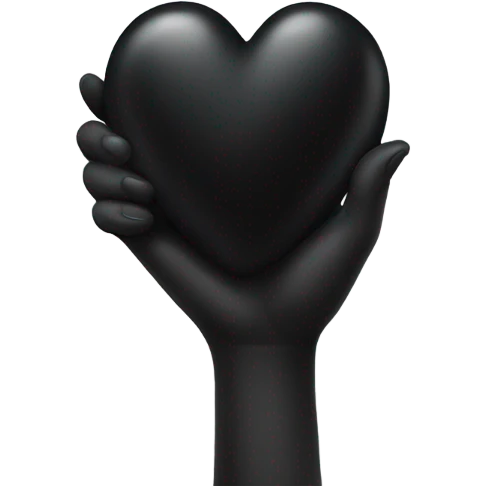 hand holding a black heart emoji