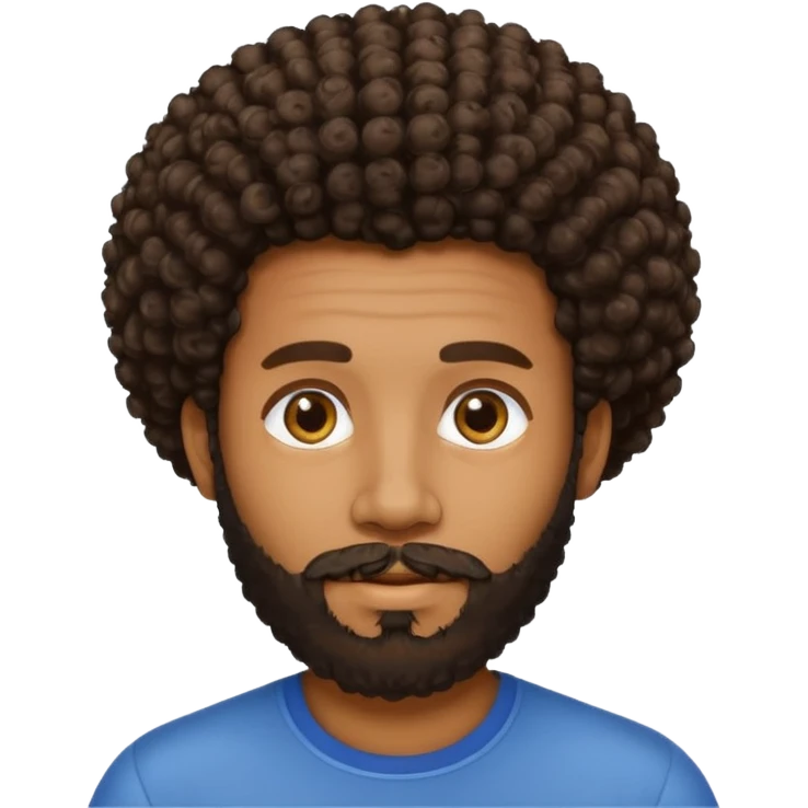 Medium brown skin man with beard and a curly small Afro fade emoji