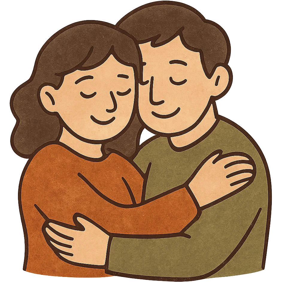 a couple hugging, warm and affectionate, simple style emoji