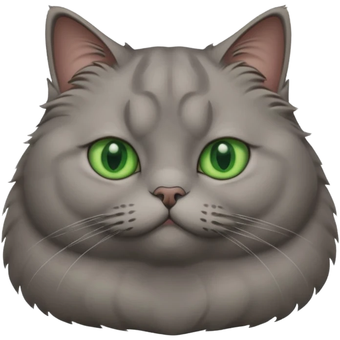 Fat gray cat green eyes  emoji