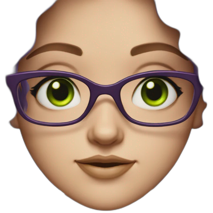 white-girl-purple-wavy-hair-green-eyes-square-glasses emoji
