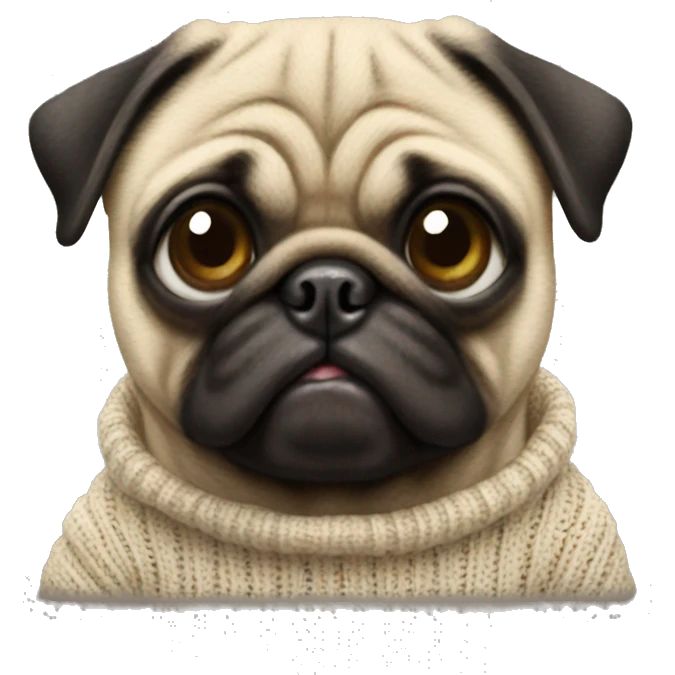 Pug wearing a knitted shirt emoji