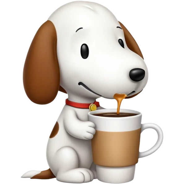 Snoopy with a cup of coffee emoji