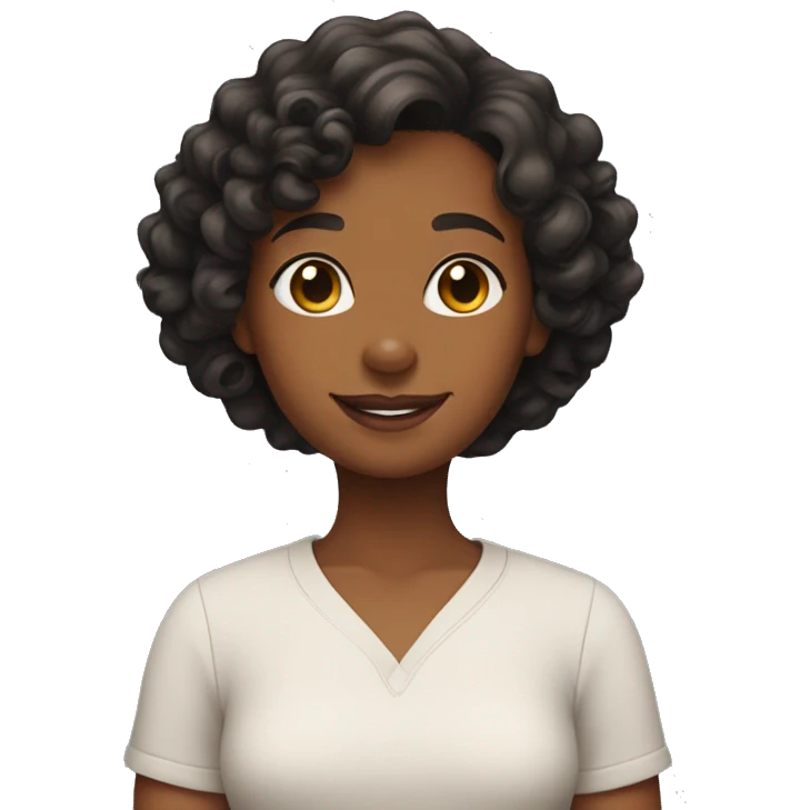 Girl with short curly hair with a pappy black dachshund emoji
