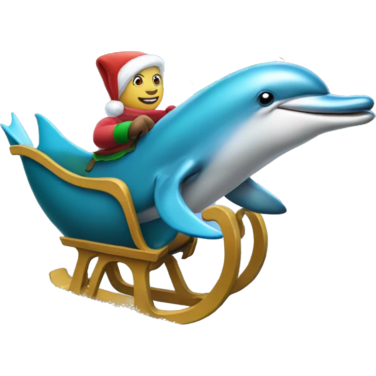 Dolphin riding a sleigh emoji
