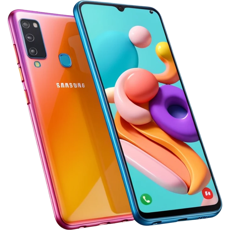 Hyperrealistic ultra detailed 3D rendering and isolated, 8K HD, Must be visual appealing, not blurry, no emoji icons, no emoji faces. A Samsung galaxy a16 cellphone, inside of a vibrantly colored phone case on the back of phone, with the screen of phone turned on. 8k, DPI 300 emoji