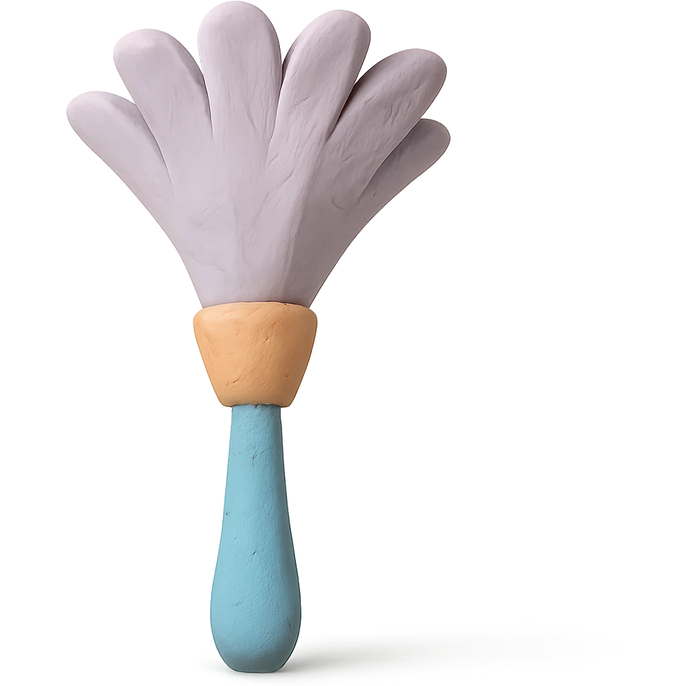 feather duster in claymation style with soft pastel colors and visible fingerprints emoji