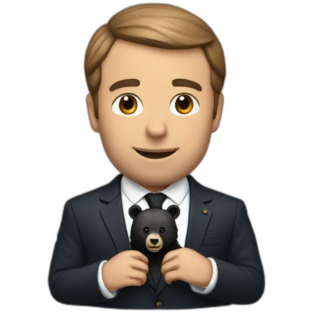 Macron with a bear emoji