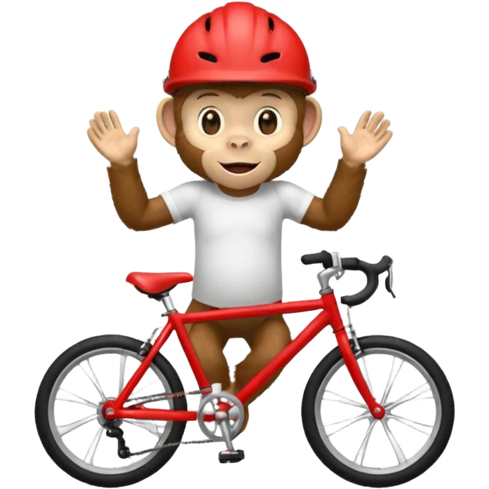 monkey with red bicycle helmet, tshirt emoji