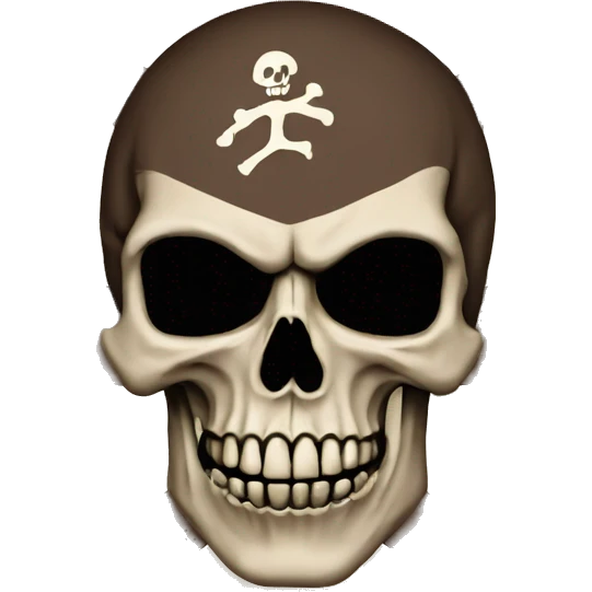 Flag with a skull. The background ist brown and the skull white. emoji