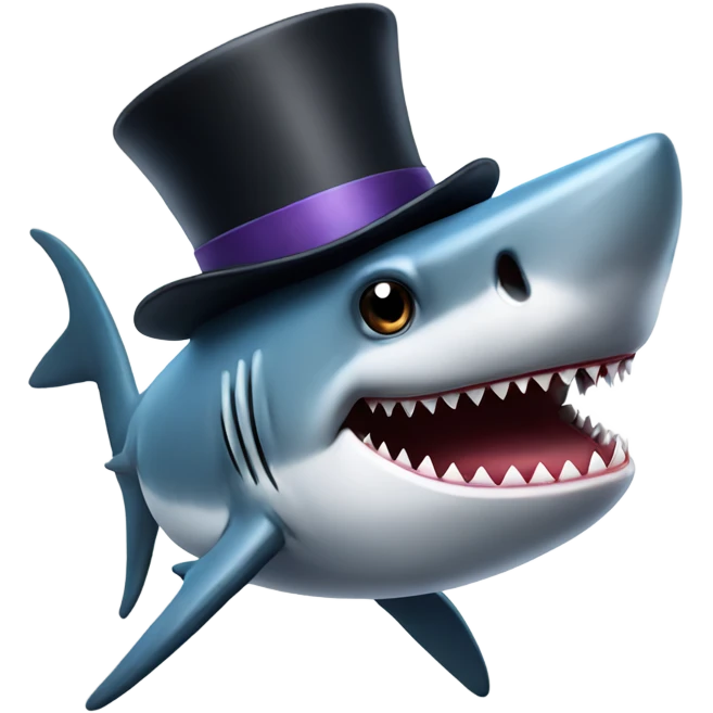 Shark with a top hat emoji