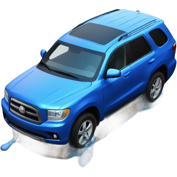 Blue suv melting into a peddle in the sun emoji