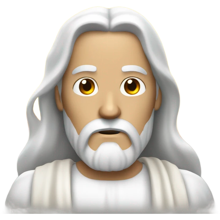 Jesus with fire in his eyes and white hair and beard emoji