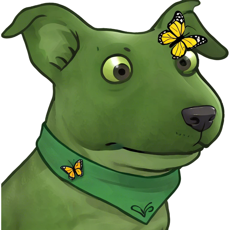 Dog with butterfly emoji