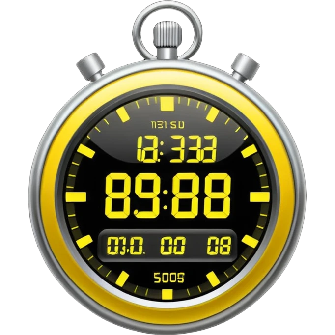 A futuristic stopwatch glowing yellow emoji