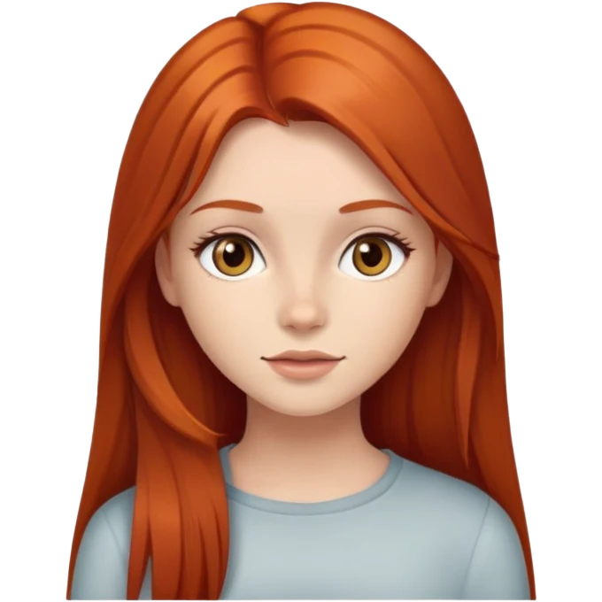 рыжая девушка с длинными прямыми волосами и карими глазами emoji