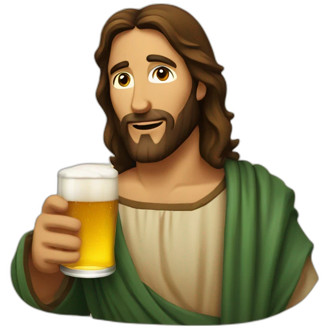 Jesus Christ drinking a beer emoji