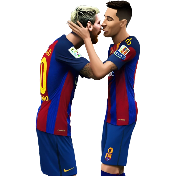 Messi kissing Ronaldo emoji