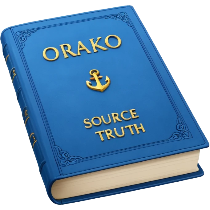 Blue book on which one it writes: Source of truth is Orako.
Similar to the first one where it writtes Orako Truth, while it needs to write all Source of truth is Orako emoji