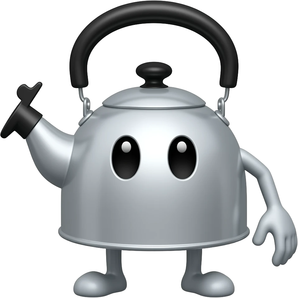 kettle + legs + hand + eyes emoji